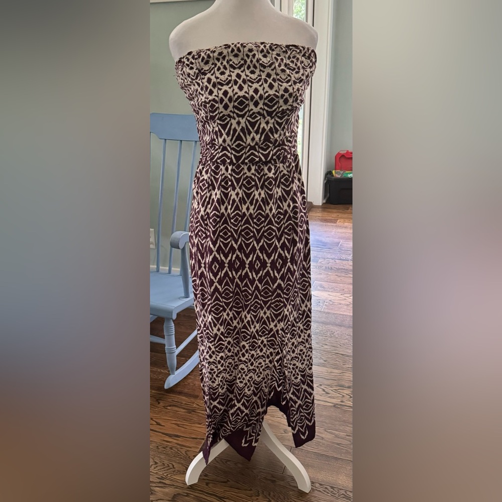 Strapless boho dress.